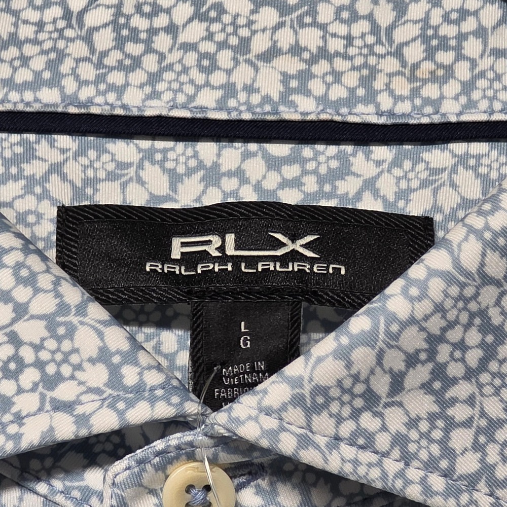 RLX Ralph Lauren Polo Shirt Men's L Blue Petal Floral Golf Concept 1 NWT - Picture 3 of 12